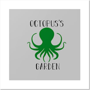 Octopuss Garden, black green Posters and Art